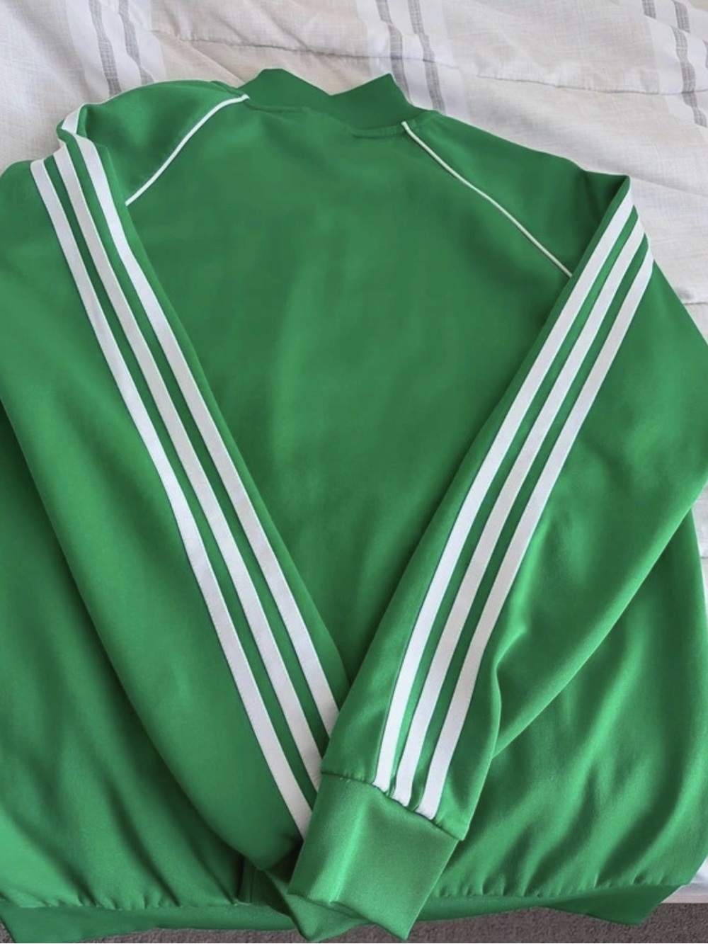 adidas Green Trefoil Zip-Front Track Jacket with White Stripes - Picture 4 of 5